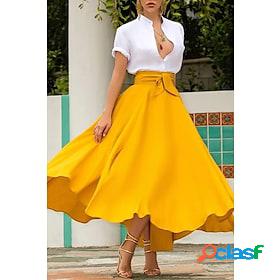 Womens Skirt Swing Work Skirts Long Skirt Cotton Blend Maxi