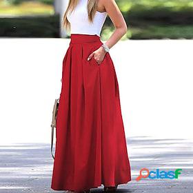 Womens Skirt Swing Work Skirts Long Skirt Polyester Maxi