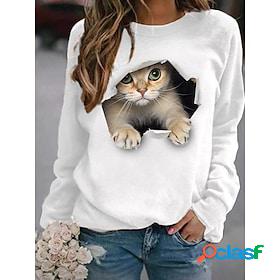 Women's Sweatshirt Pullover 3D Print Active Streetwear Black