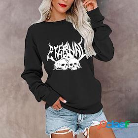 Womens Sweatshirt Pullover Monograms Print Active Halloween