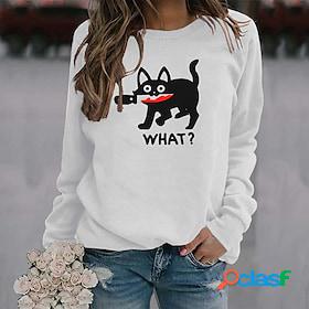 Womens Sweatshirt Pullover Monograms Print Active Streetwear