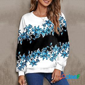 Womens Sweatshirt Pullover Print Active Streetwear Pink Blue