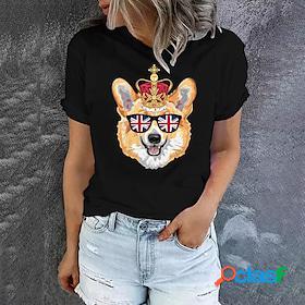 Womens T shirt Tee Green Black Pink Print Graphic Dog Daily