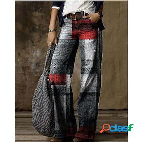 Womens Wide Leg Pants Trousers Faux Denim GrayRed Light Blue