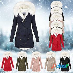 Womens Winter Coat Parka Winter Fall Daily Going out Long
