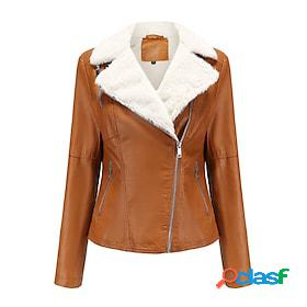 Womens Winter Jacket Faux Leather Jacket Outdoor Daily Wear