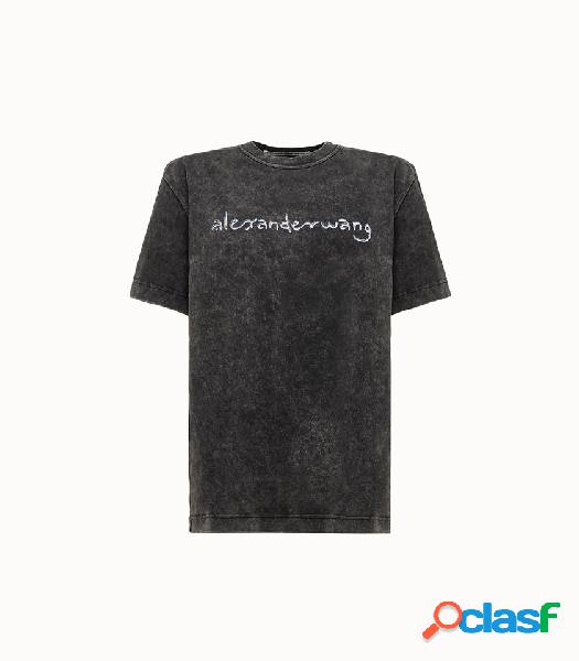 alexander wang t-shirt girocollo effetto washed