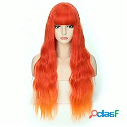 parrucca fuoco arancione per donna parrucche lunghe ondulate