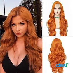 parrucca lunga arancione per donna - parrucca ondulata lunga