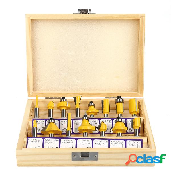 15 pezzi 1/4 Pollici Set di punte per fresa con codolo Set