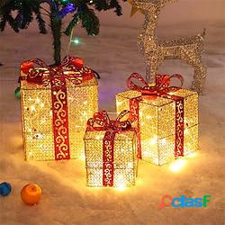 3 pezzi scatole regalo illuminate di natale set a batteria