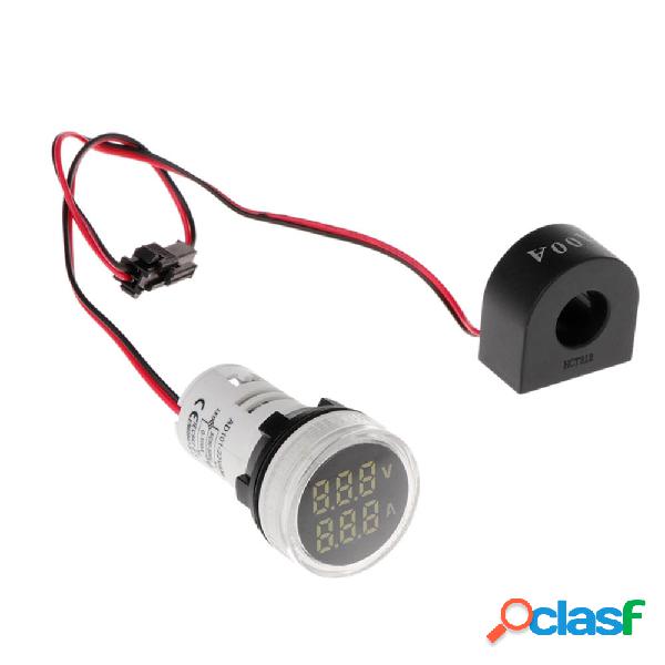 3 pz Luce Bianca 2in1 22mm AC50-500V 0-100A Amp Voltmetro