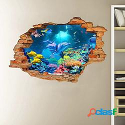 3d muro rotto mondo sottomarino delfino casa camera dei