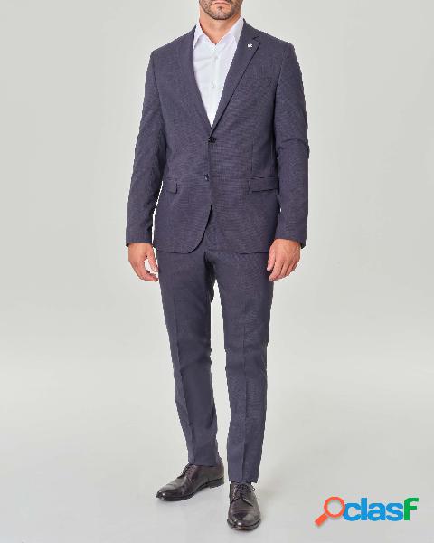 Abito blu in tessuto stretch micro quadretto