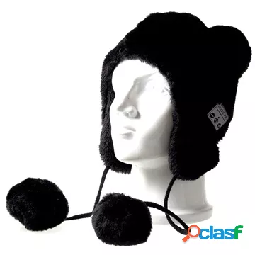 Auricolare Bluetooth Fluffy Beanie Hat - Nero