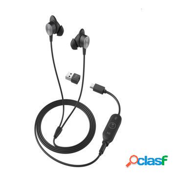 Auricolari Logitech Zone 3.5mm AUX e Adattatore USB - Nero