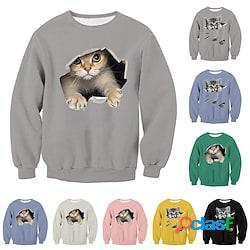 Bambino Da ragazzo Felpa Maglione Animali Gatto Manica lunga