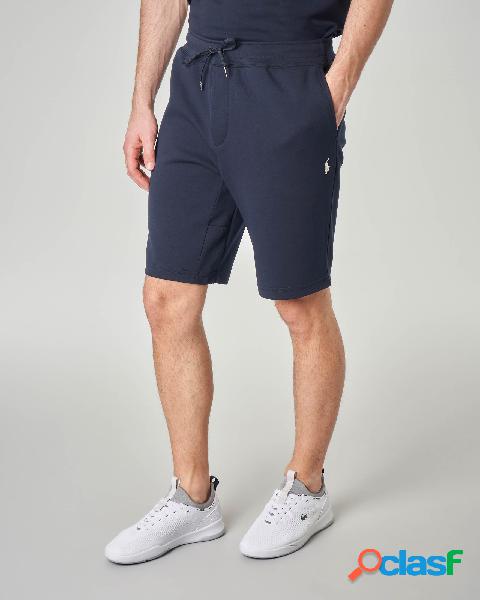 Bermuda blu in felpa di cotone interlock