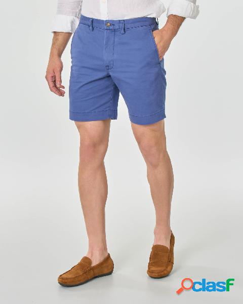 Bermuda chino indaco in cotone elasticizzato