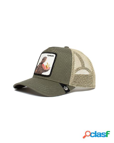 Berretto Hippo Hooray trucker verde militare con patch