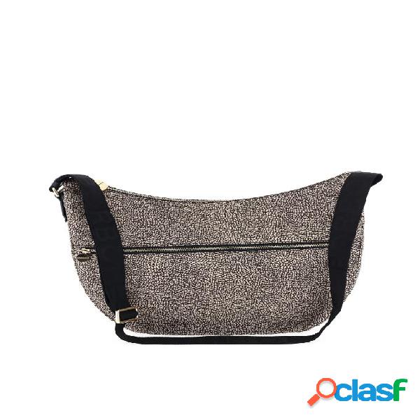 Borbonese eco line borsa luna media naturale/nero