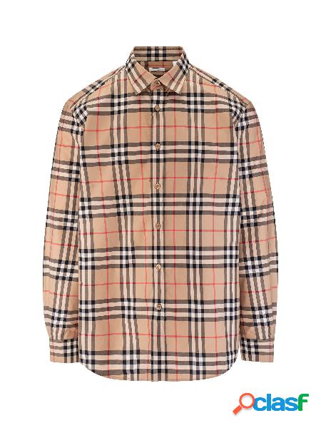 Camicia in Popeline di Cotone con Motivo Tartan