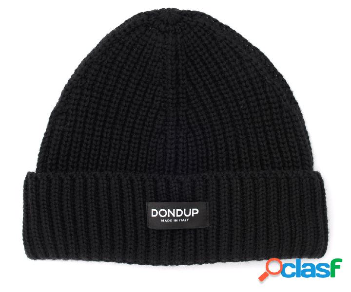 Cappellino Dondup in misto lana a coste nero