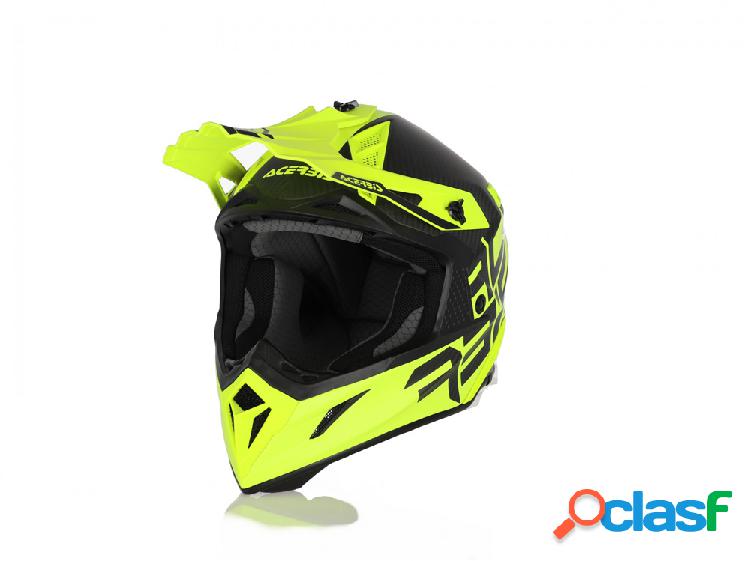 Casco cross Acerbis IMPACT STEEL CARBON in fibra Giallo fluo