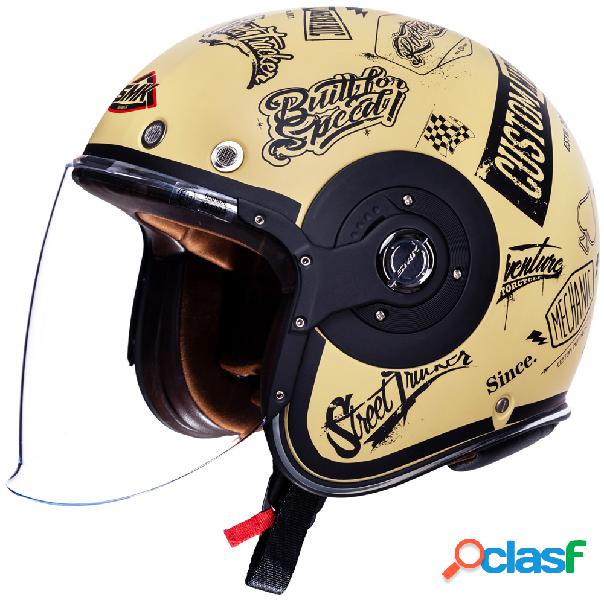 Casco jet SMK RETRO JET TRACKER Beige