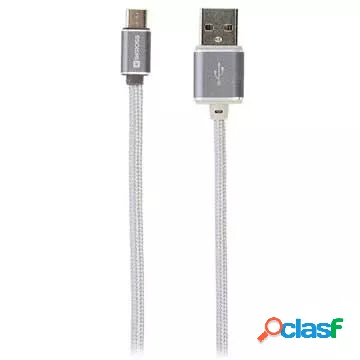 Cavo MicroUSB Skross Steel Line Charge'N Sync - 1m - Argento