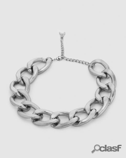 Collana a maxi catena galvanica argento con gancetto