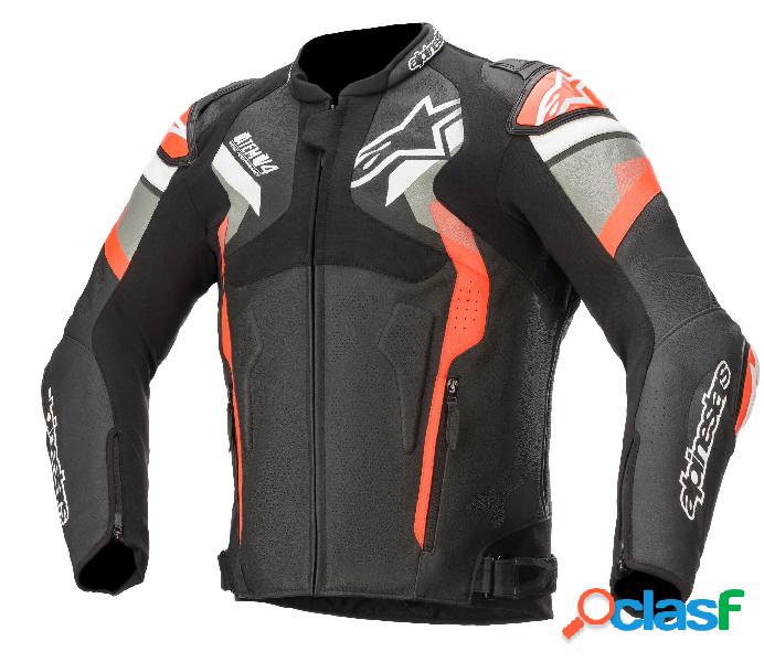 Giacca moto pelle Alpinestars ATEM V4 Nero Grigo Medio Rosso