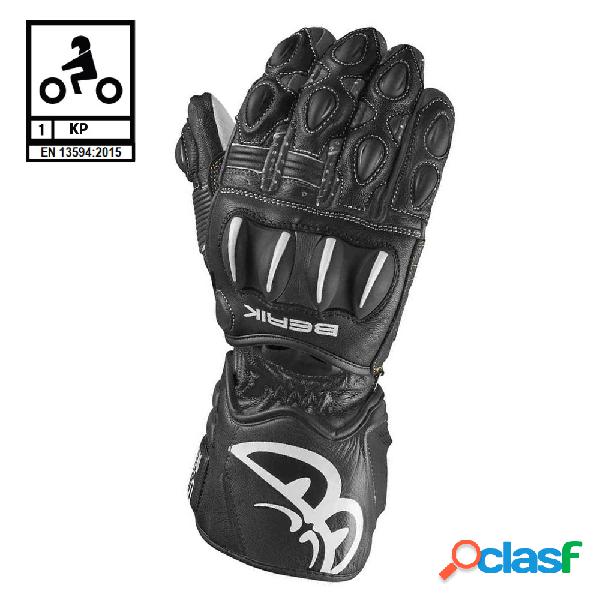 Guanti moto pelle racing Berik G195108 CE Certificati Nero