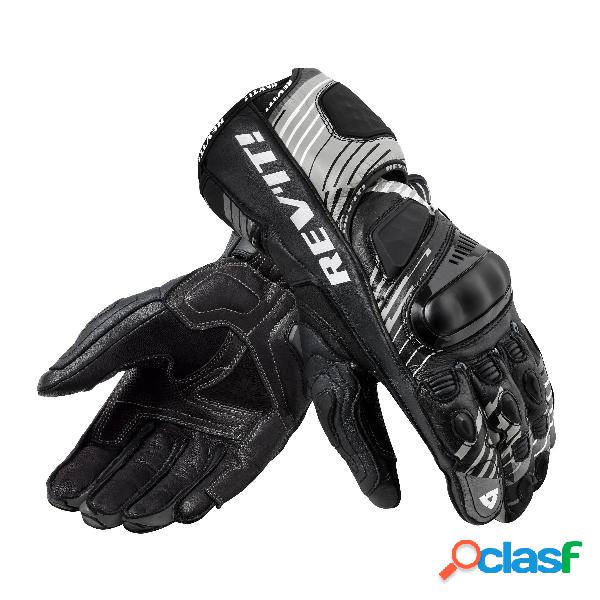 Guanti moto pelle racing Revit Apex Bianco Nero