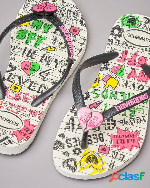 Havaianas bianca con stampa scritte e cuore Best Friend