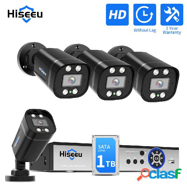 Hiseeu 4CH Sistema CCTV AHD da 5 MP AHD cablato fotografica