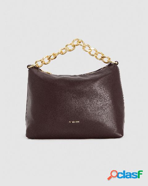 Hobo bag color melanzana misura media in similpelle liscia