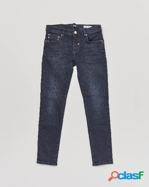 Jeans skinny lavaggio blu scuro stone washed 12-16 anni