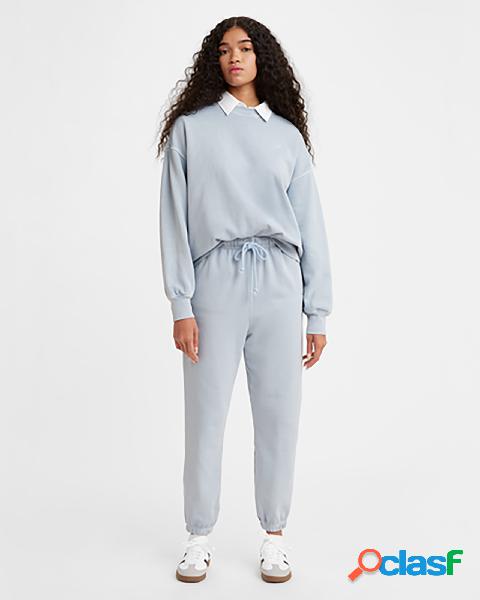 Joggers in felpa color avio in cotone con elastico inserito