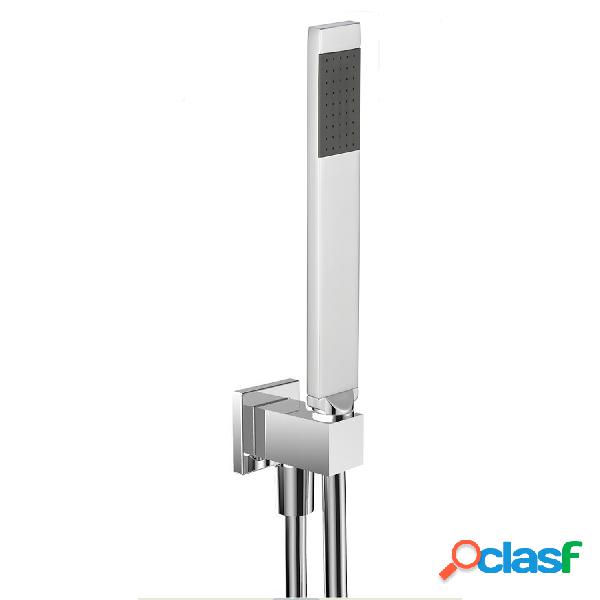 Kit doccia quadrato in ottone cromato con flessibile e presa