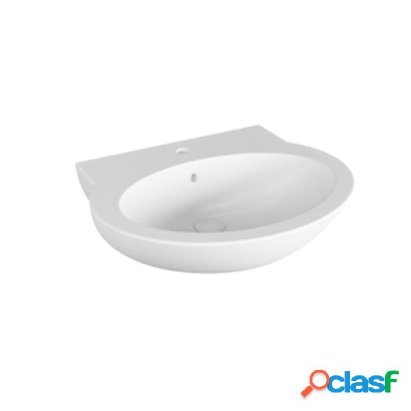 Lavabo in ceramica lucida con monoforo e troppo pieno