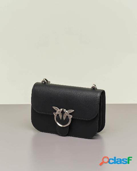 Love Bag Bell Simply in pelle nera con tracolla a catena e
