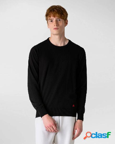 Maglia Exmoore nera in misto cotone e lana girocollo
