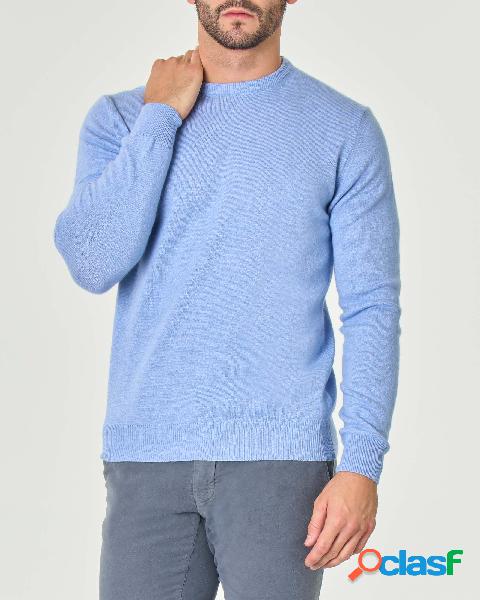 Maglia azzurra girocollo in misto lana e cachemire