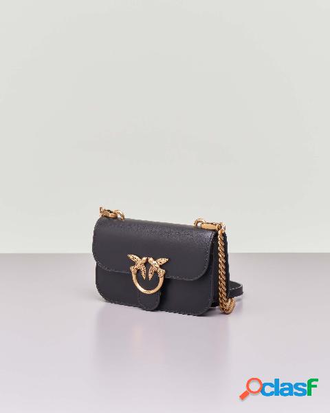 Mini Love Bag Bell Simply in pelle nera con tracolla a