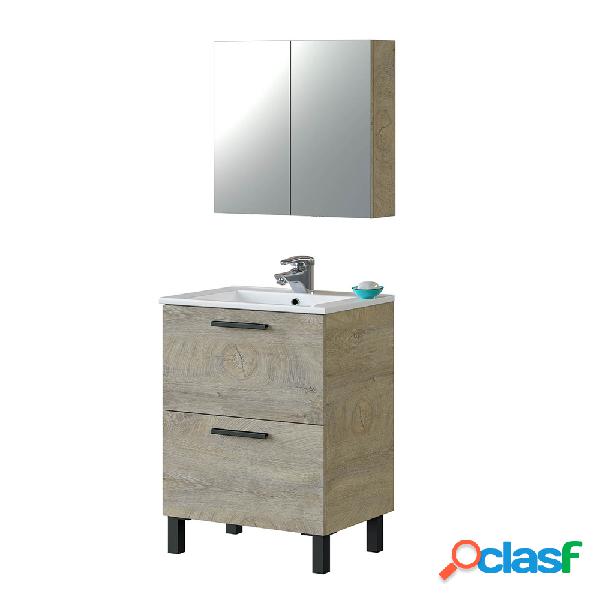 Mobile bagno Line-D 2 cassetti in materiale melaminico con