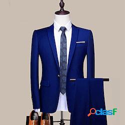 Nero Grigio Viola Uomo Matrimonio Abiti Set da 2 pezzi
