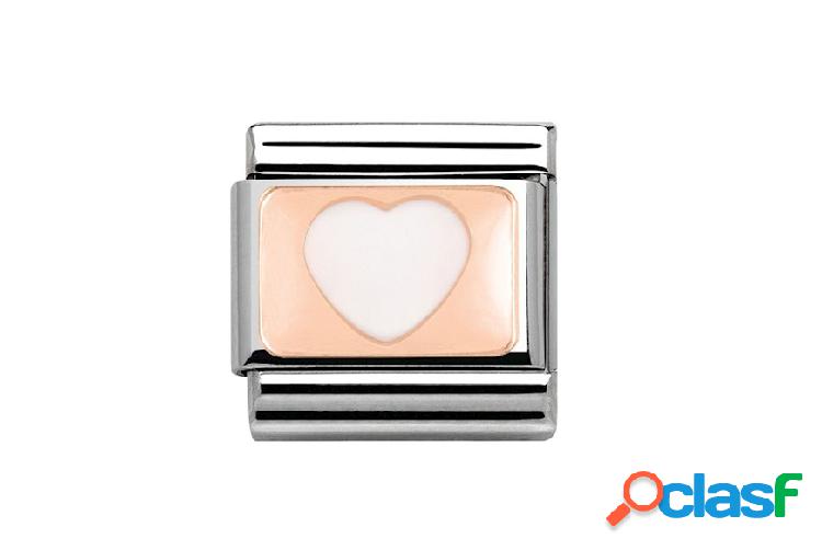 Nomination Cuore Bianco Composable acciaio oro rosa 375 e