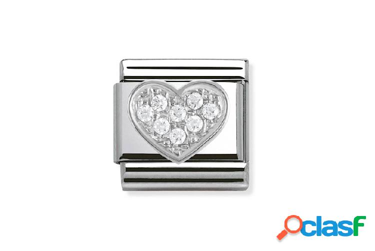 Nomination Cuore Composable acciaio argento e zirconi