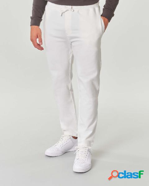 Pantalone bianco in felpa di cotone stretch